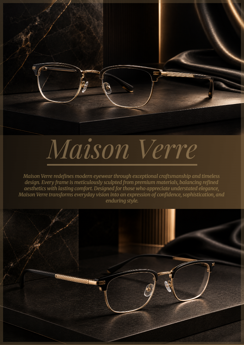 SARVARC Workspace creative design output — Maison Verre eyewear product poster